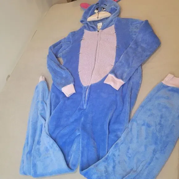Disney Eeyore One Piece Pajamas Sleepwear Unionsuit Sise Small 4-6 Zip Front - Picture 3 of 6